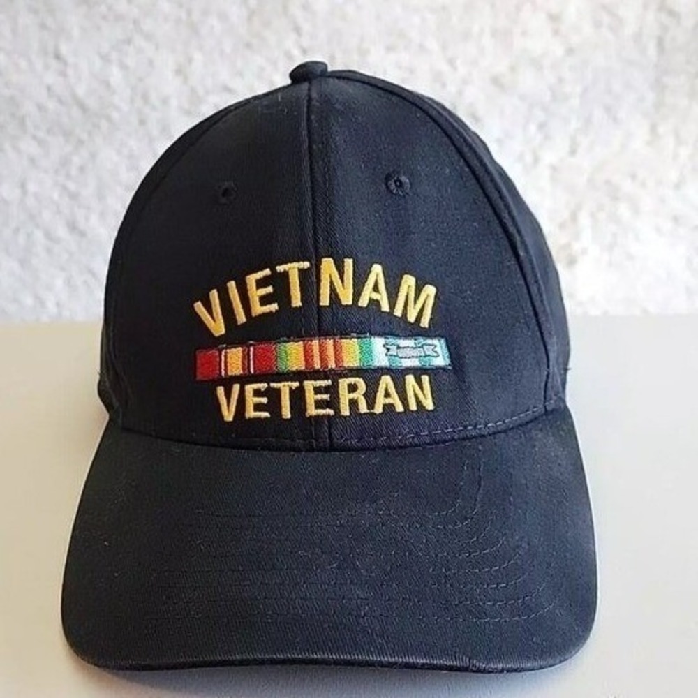 US Honor Vietnam Veteran Hat Black Embroidered Service Ribbon Cap Made in USA